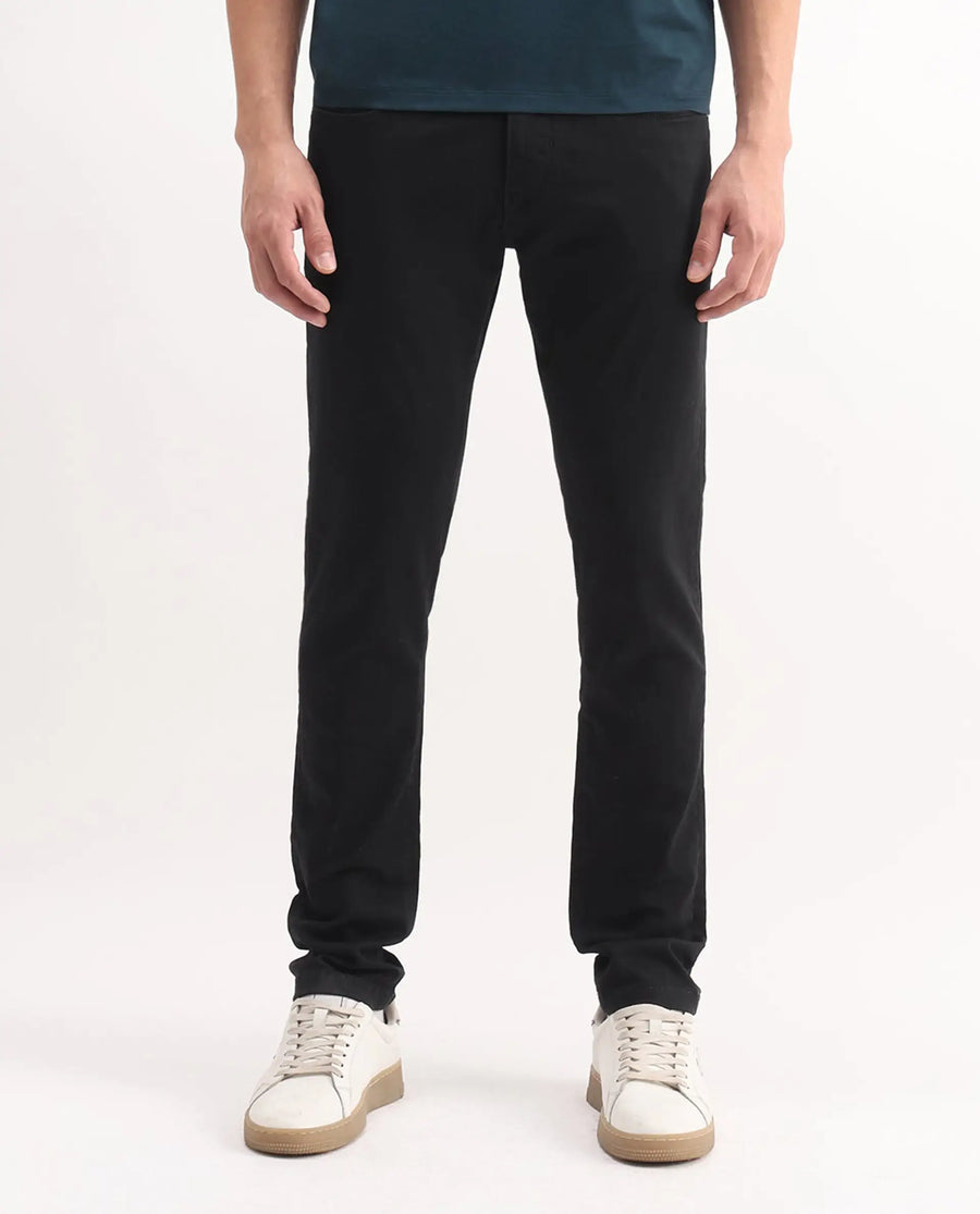 Rare Rabbit Men's Korv-25 Black Cotton Blend Plain Hawk Slim Fit Jeans
