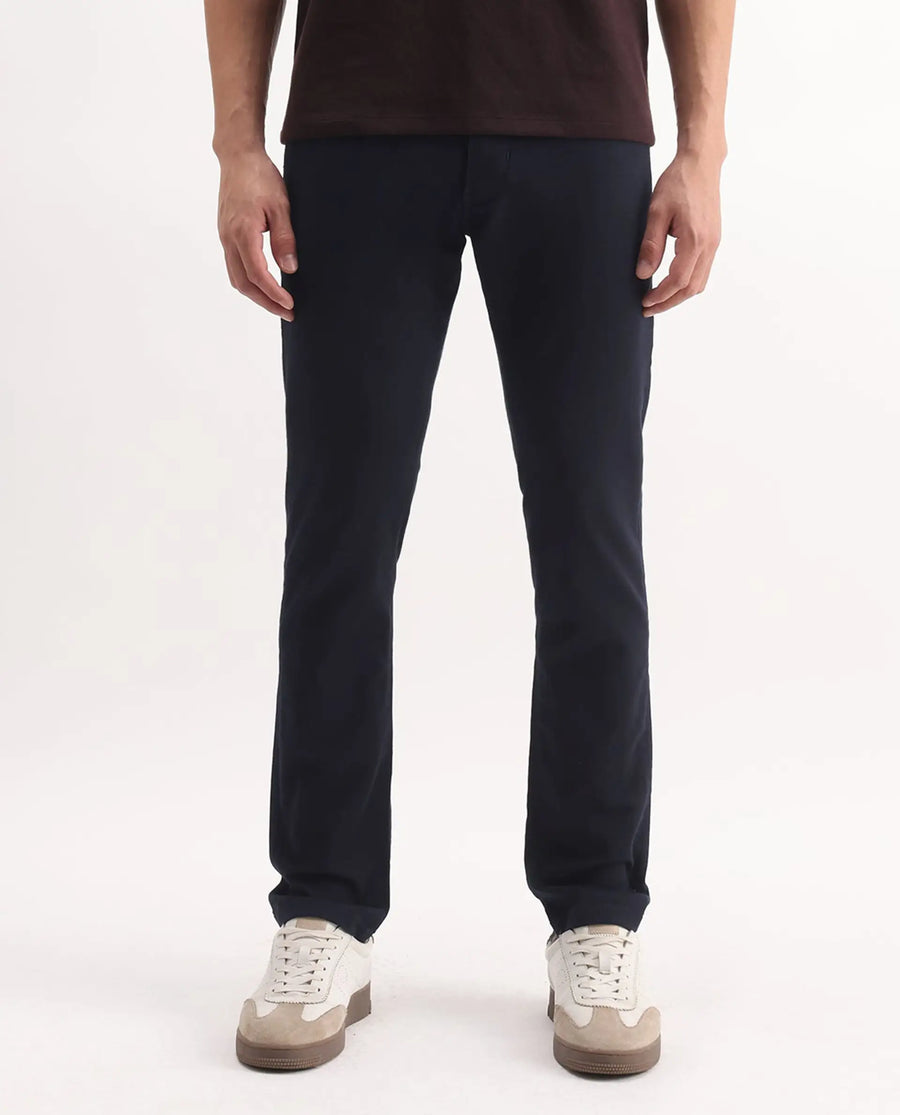 Rare Rabbit Men's Korv-25 Navy Cotton Blend Plain Hawk Slim Fit Jeans
