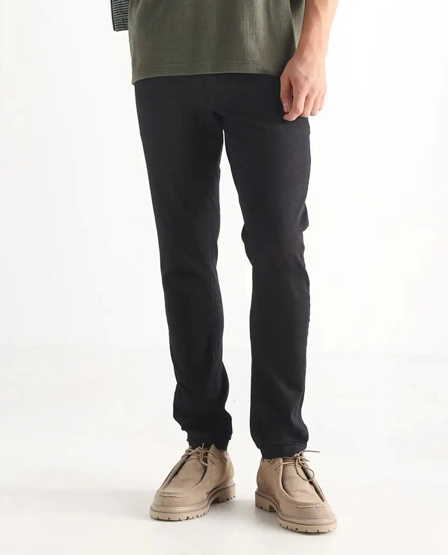 Rare Rabbit Men's Leige Blue Cotton Plain Hawk Slim Fit Jeans