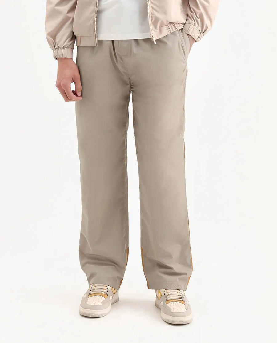 Rare Rabbit Men's Malo-B Beige Polyester Cut And Sew Regular Fit Track Pant
