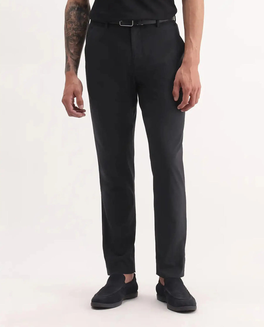 Rare Rabbit Men's Mocron Navy Polyester Checked Print Regular Fit Trouser