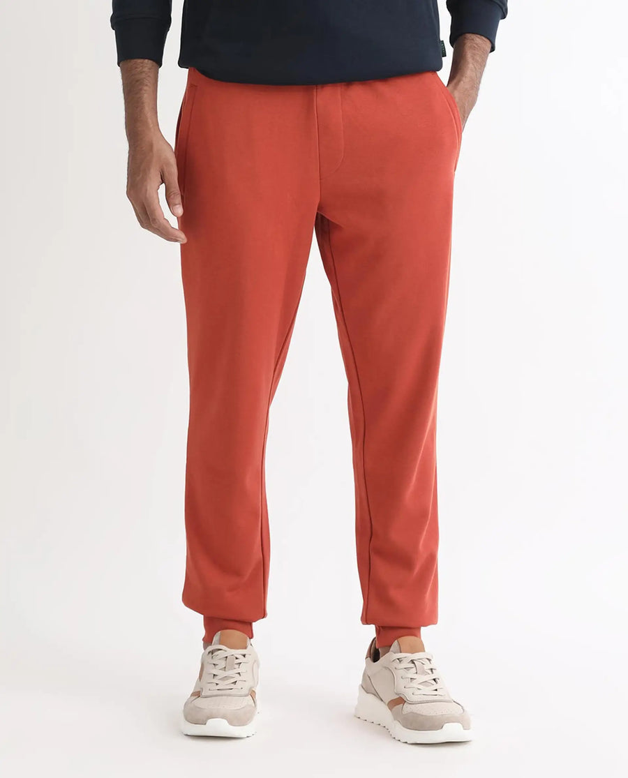 Rare Rabbit Men's Ogano Rust Cotton Plain Regular Fit Joggers