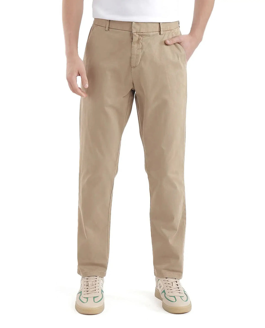 Rare Rabbit Men's Orany Olive Cotton Plain Regular Fit Trouser