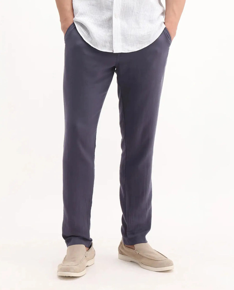 Rare Rabbit Men's Pastor 2 Dusky Purple Cotton Plain Regular Fit Trouser