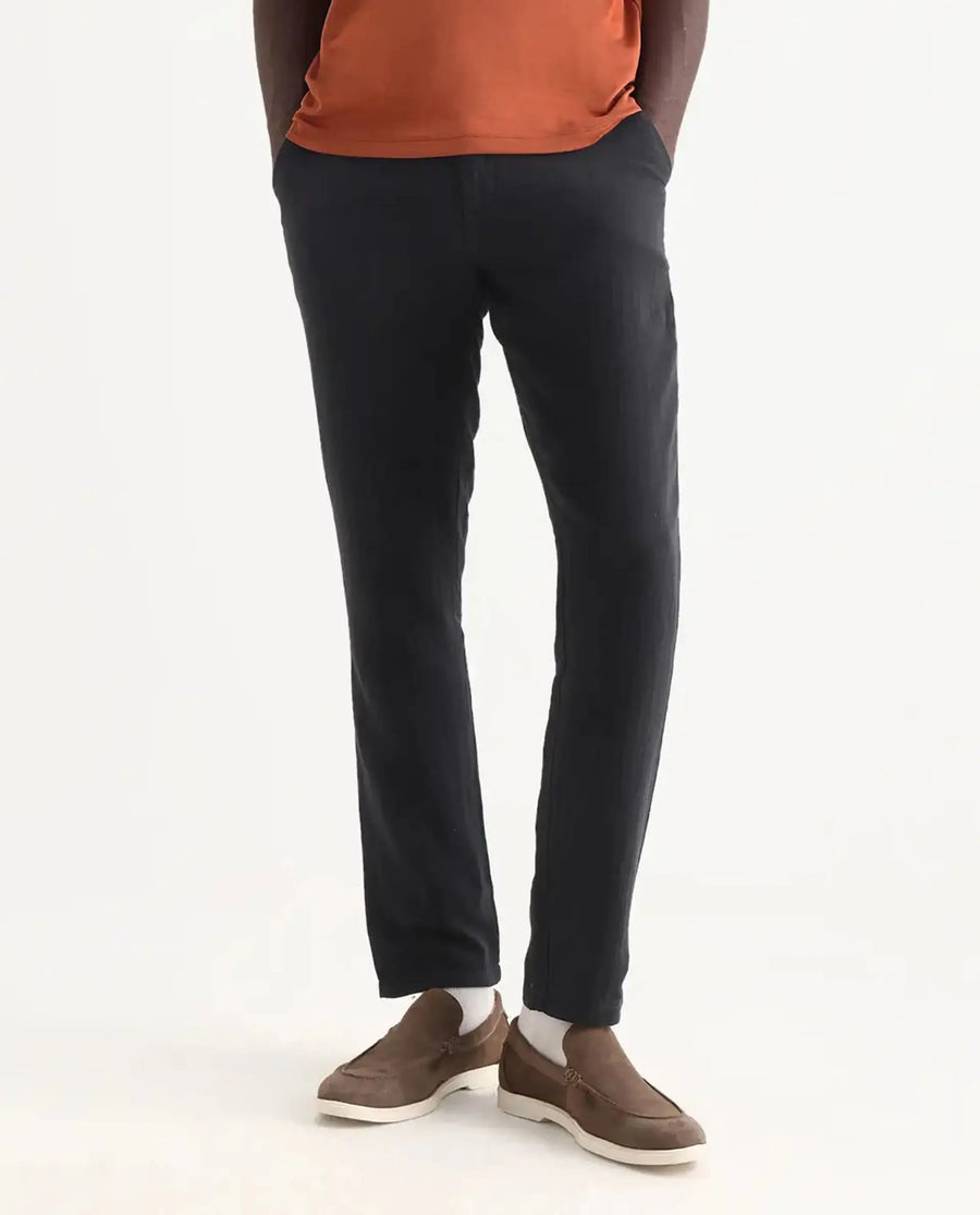 Rare Rabbit Men's Pastor-3 Black Cotton Plain Regular Fit Trouser