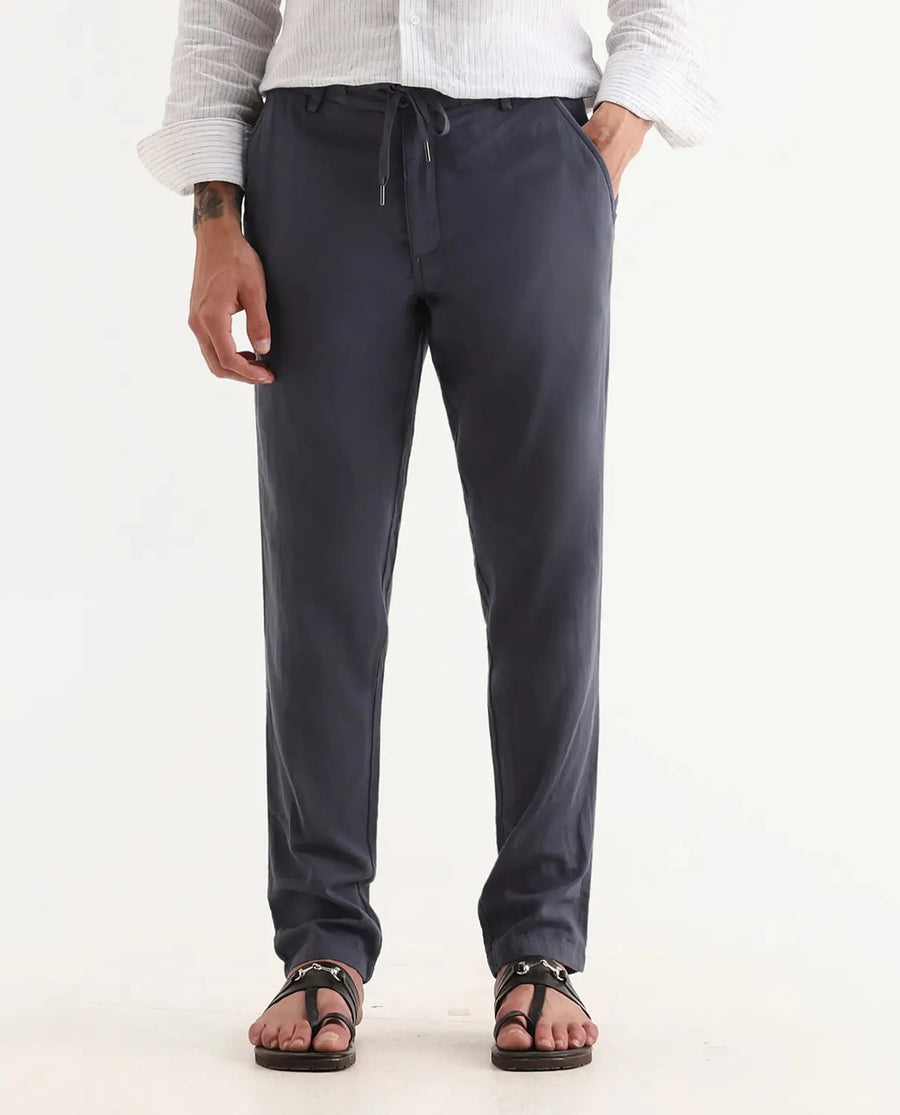 Rare Rabbit Men's Pastor-Aw25 Dusky Purple Cotton Plain Regular Fit Trouser