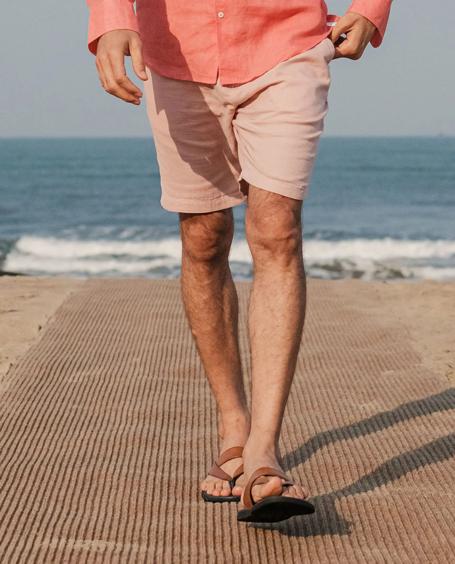 Rare Rabbit Men's Pinto Light Pink Cotton Plain Regular Fit Shorts