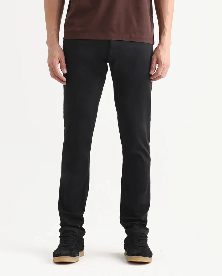Rare Rabbit Men's Radley Black Cotton Plain Hawk Slim Fit Jeans