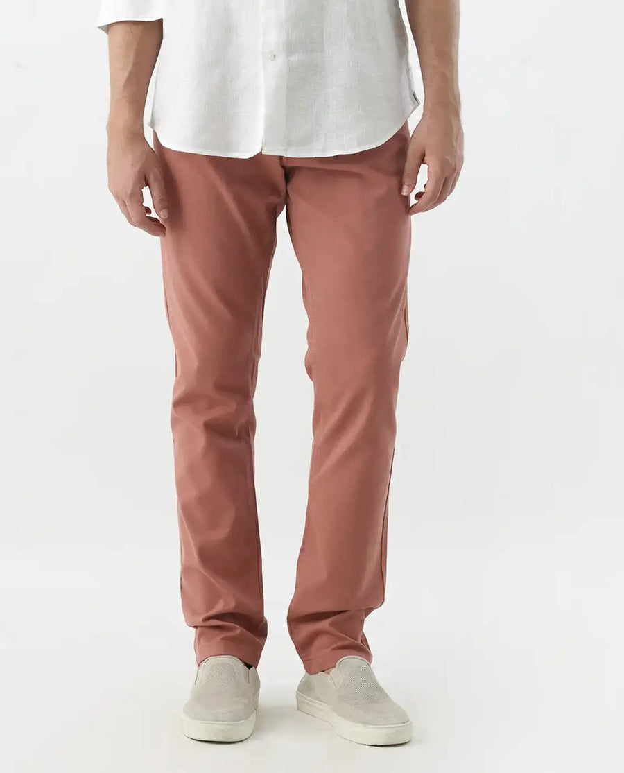 Rare Rabbit Men's Spoke 24 Rust Cotton Blend Plain Regular Fit Trouser