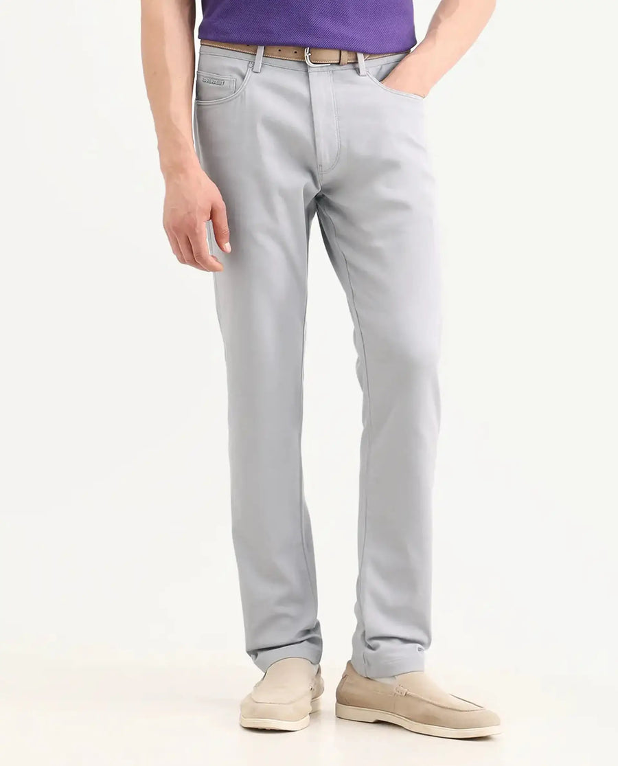 Rare Rabbit Men's Spoke-Ss26 Purple Cotton Blend Fabric Regular Fit Plain Trouser