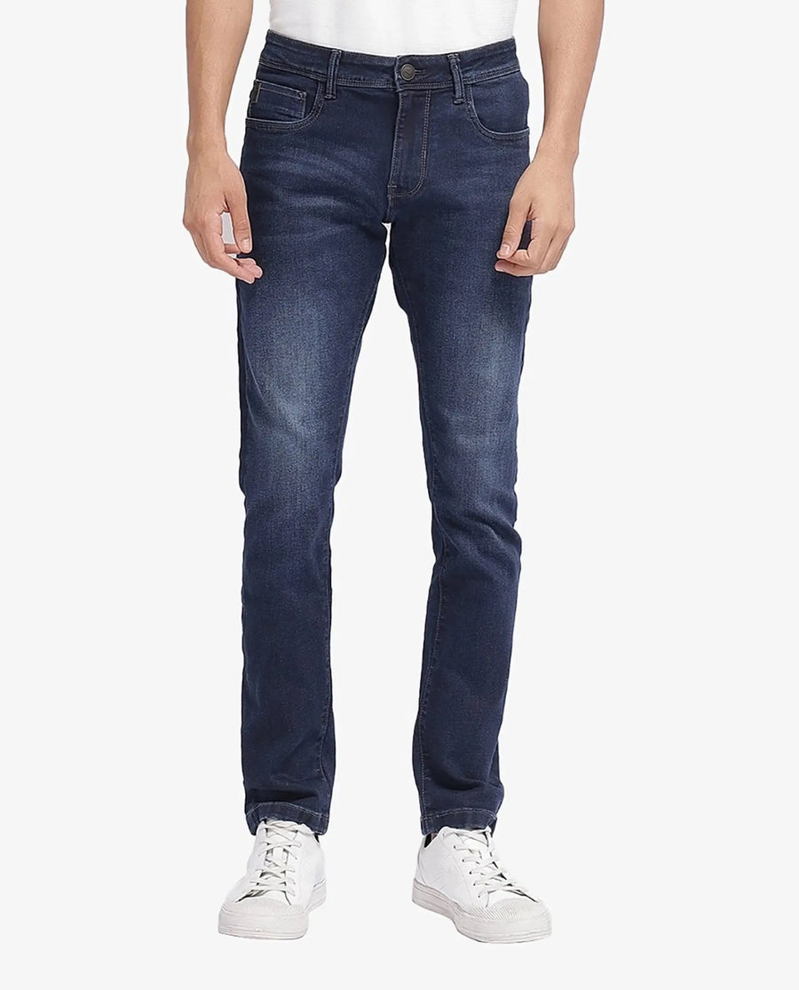 Rare Rabbit Men's Cotton Blend Plain Hawk Slim Fit Jeans