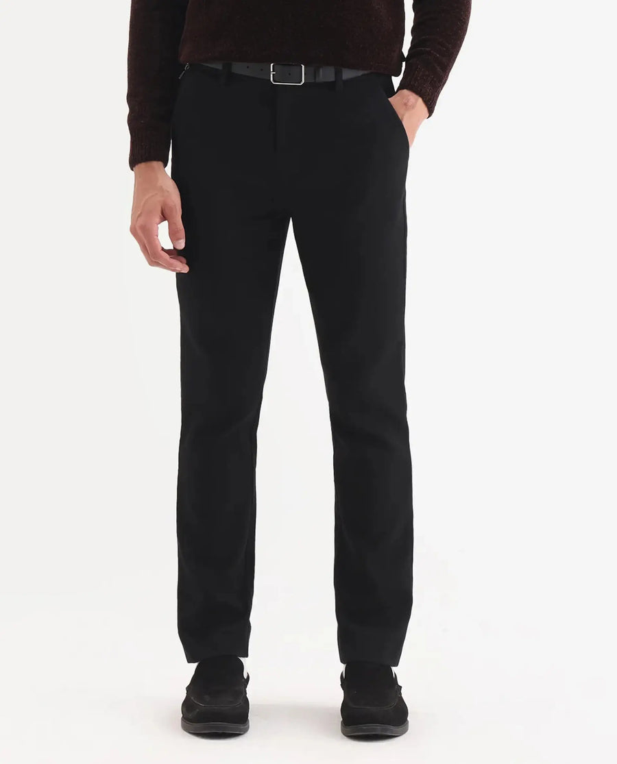 Rare Rabbit Men Tock Black Polyester Fabric Drawstring Closure Plain Trouser