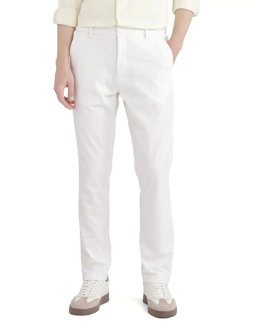 Rare Rabbit Men's Travel-26 White Polyester Blend Plain Regular Fit Trouser