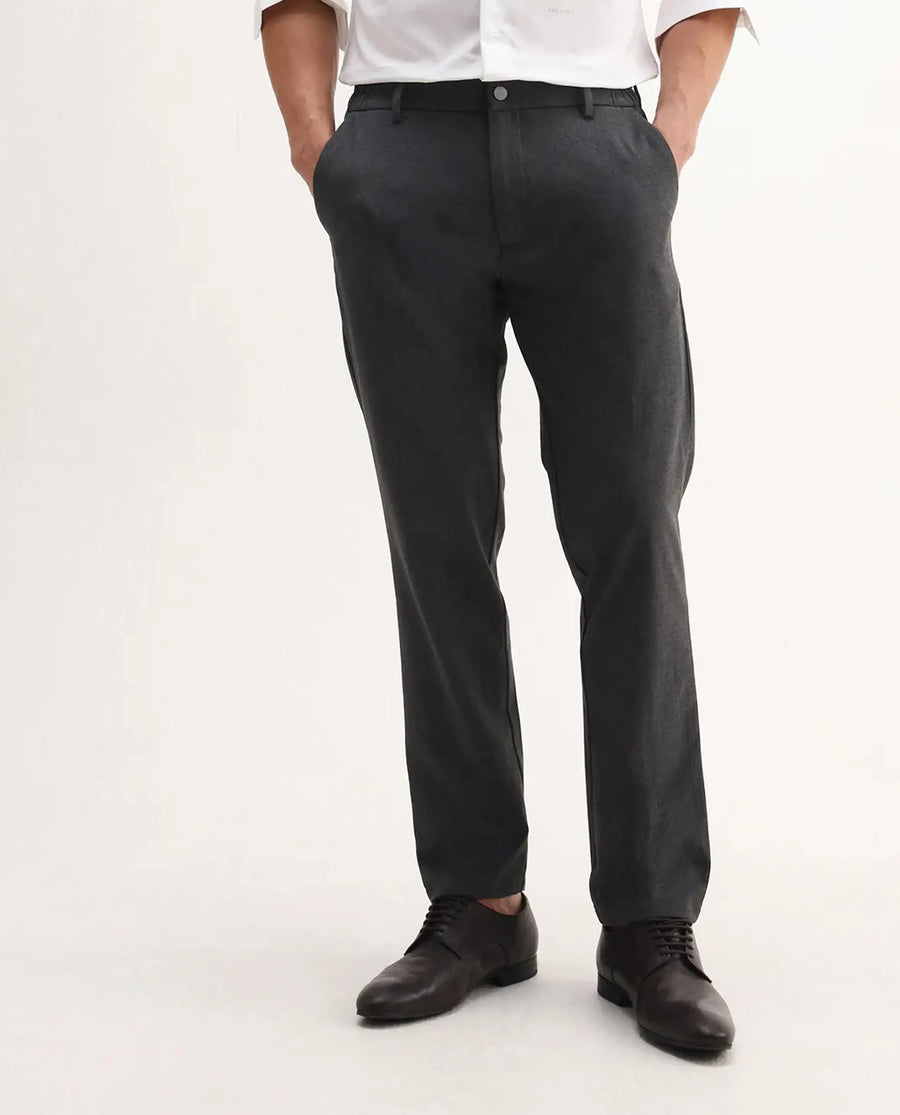 Rare Rabbit Men's Travel-Aw25 Dark Grey Polyester Blend Plain Regular Fit Trouser
