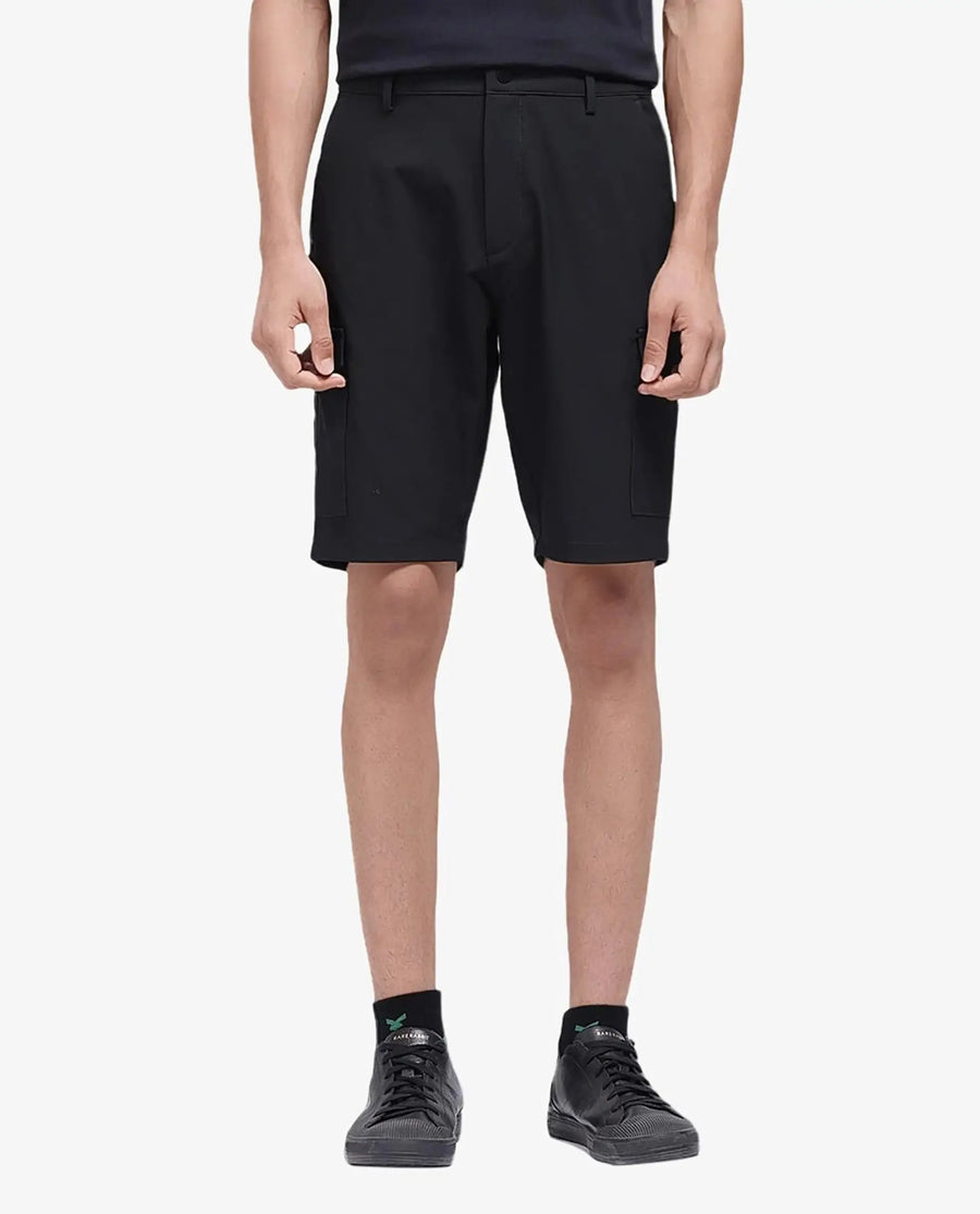 Rare Rabbit Men's Tripco Black Polyester Blend Plain Relaxed Fit Shorts