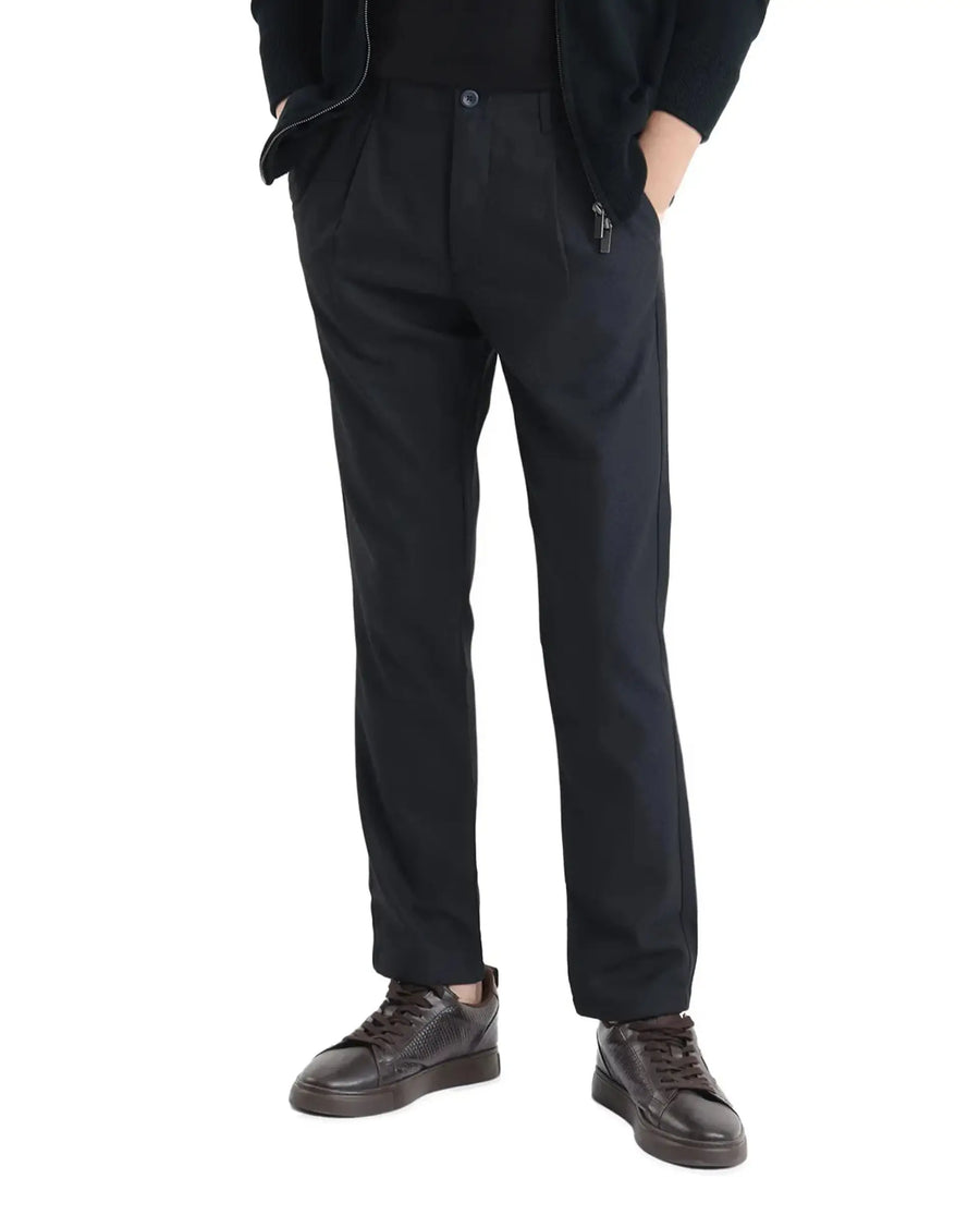 Rare Rabbit Men's Tula Navy Cotton Plain Relaxed Fit Trouser