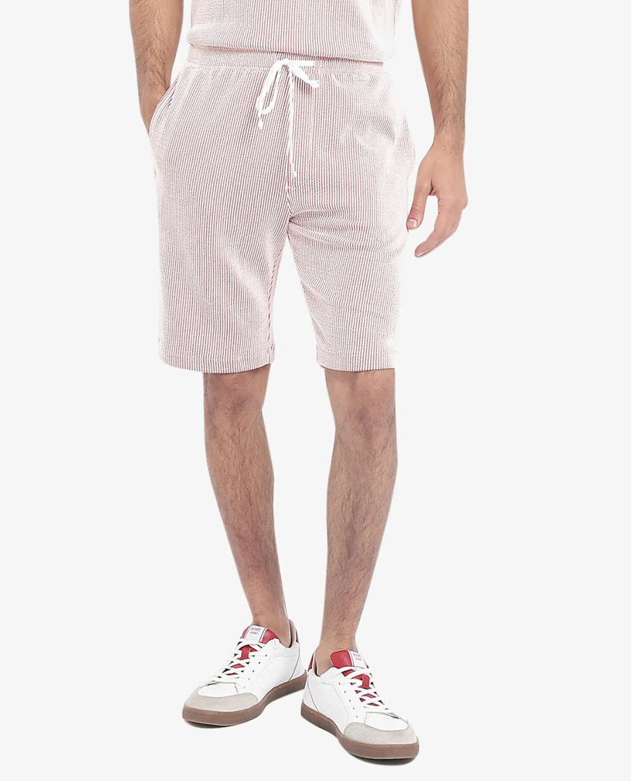 Rare Rabbit Men's Zavet-B Rust Cotton Blend Striped Print Regular Fit Shorts