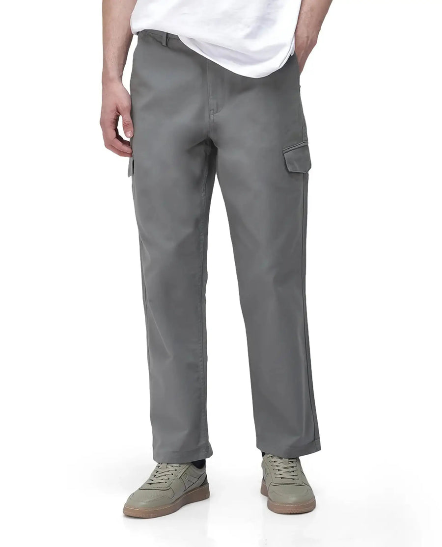 Rare Rabbit Men's Zipo Dark Green Cotton Plain Regular Fit Trouser