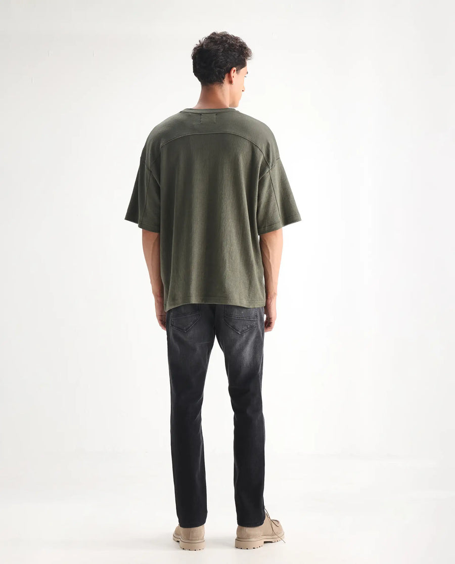 Rare Rabbit Men's Ian Grey Cotton Blend Plain Hawk Slim Fit Jeans