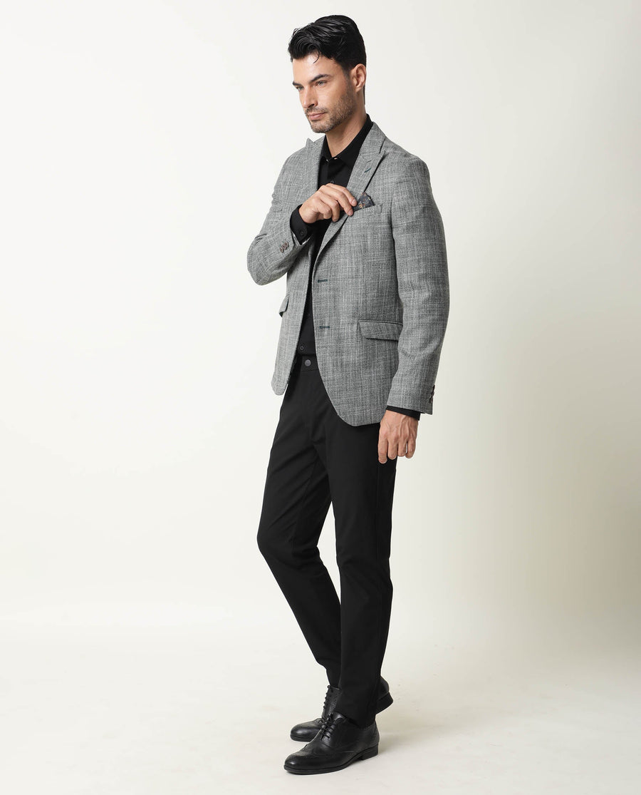 Rare Rabbit Men's Drews Green Polyester Plain Tailored Fit Full Sleeve Lapel Neck Blazer