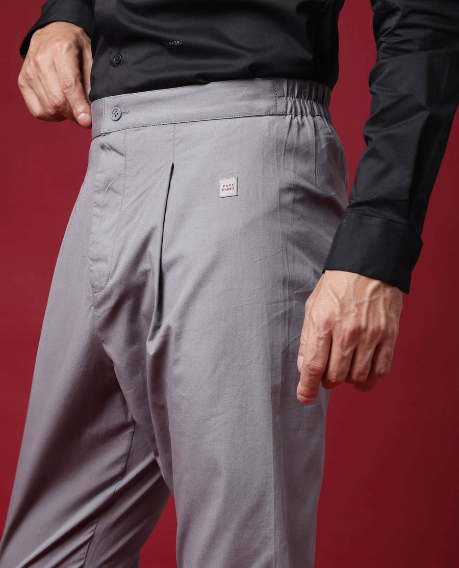 Rare Rabbit Men's Pajama-3 Grey Viscose Plain Slim Fit Pajama
