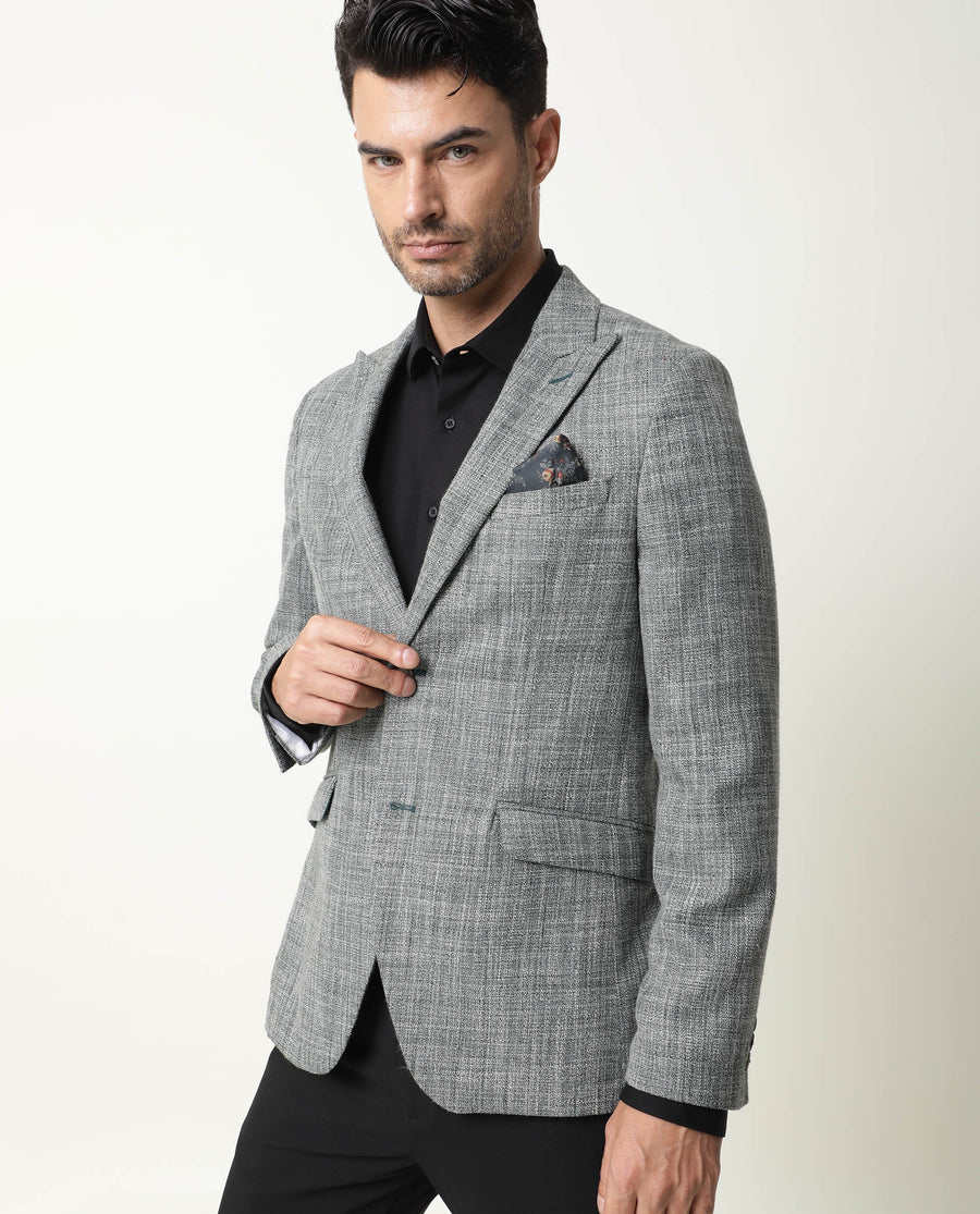 Rare Rabbit Men's Drews Green Polyester Plain Tailored Fit Full Sleeve Lapel Neck Blazer