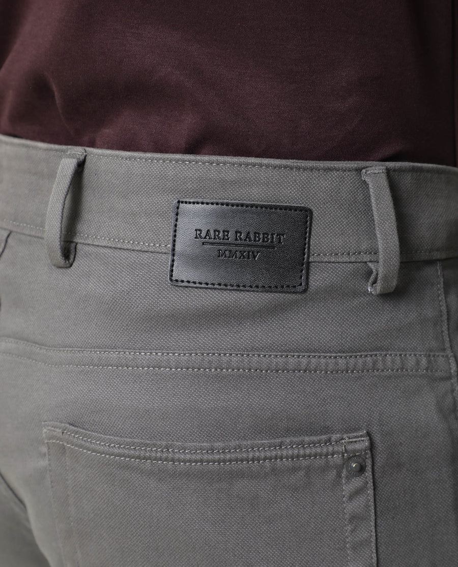 Rare Rabbit Men's Spoke Grey Cotton Plain Regular Fit Trouser