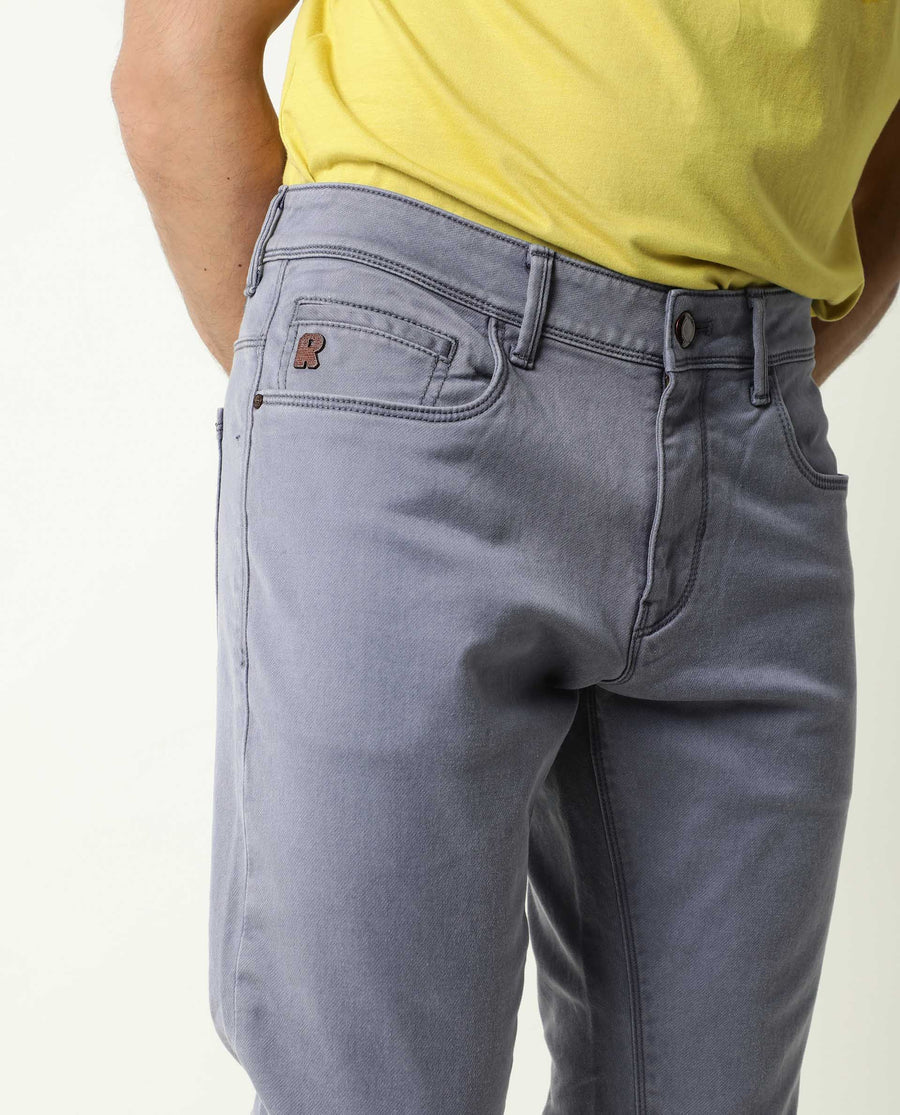 Rare Rabbit Men's Vigo Purple Cotton Plain Hawk Slim Fit Jeans