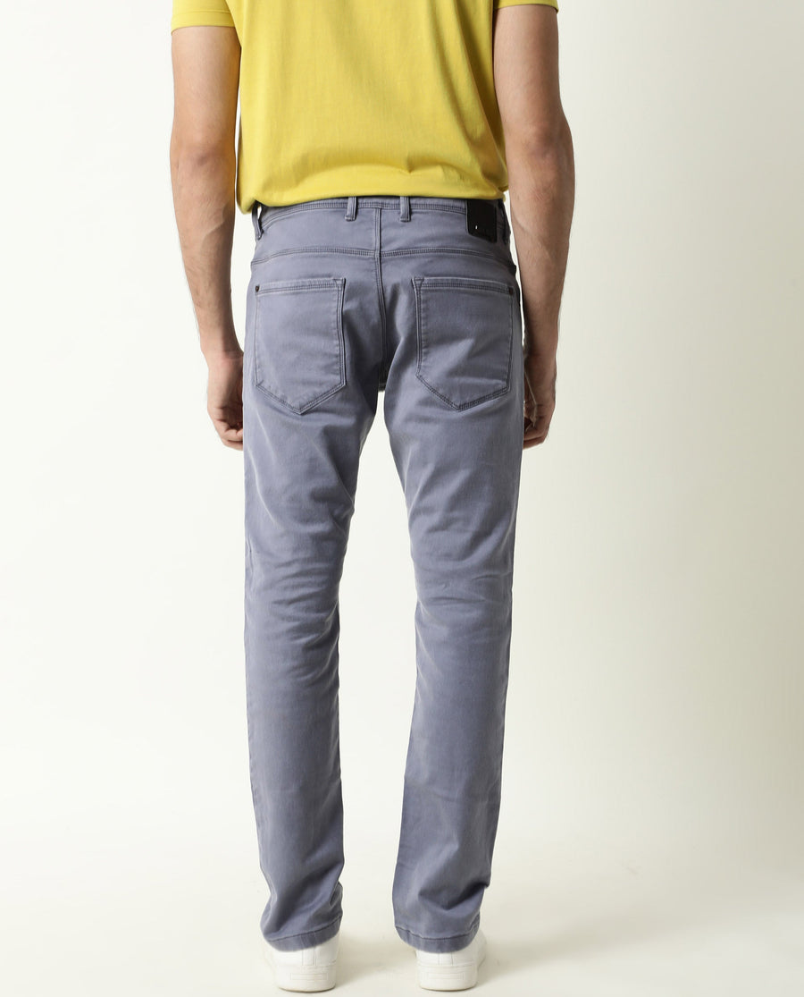 Rare Rabbit Men's Vigo Purple Cotton Plain Hawk Slim Fit Jeans