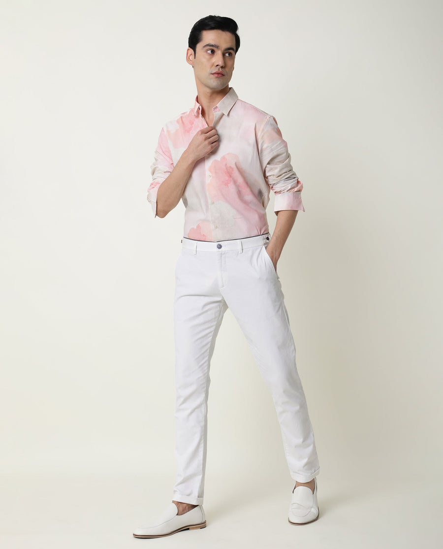 Rare Rabbit Men's Fife Pink Viscose Abstract Print Regular Fit Full Sleeve Collared Shirt