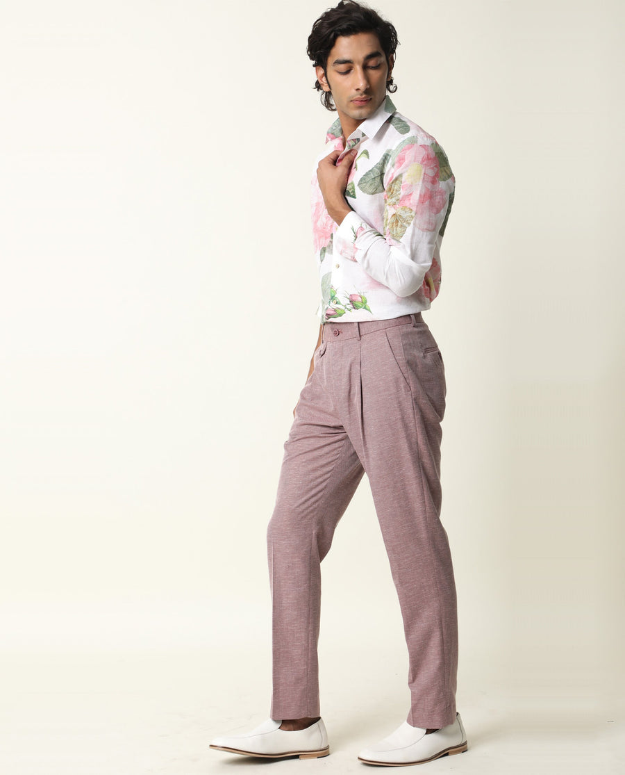 Rare Rabbit Men's Sloven White Cotton Floral Print Regular Fit Full Sleeve Collared Shirt