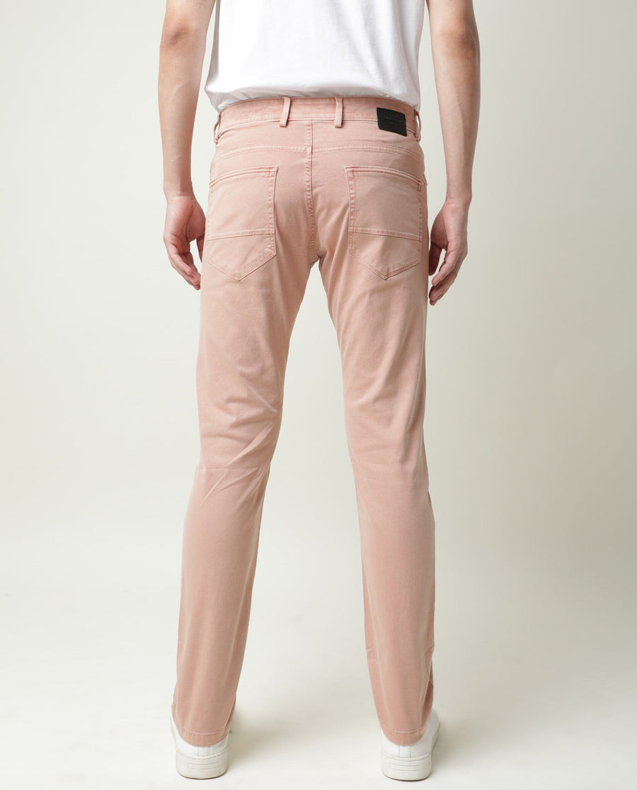 Rare Rabbit Men's Fiv5 Pink Cotton Plain Slim Fit Trouser
