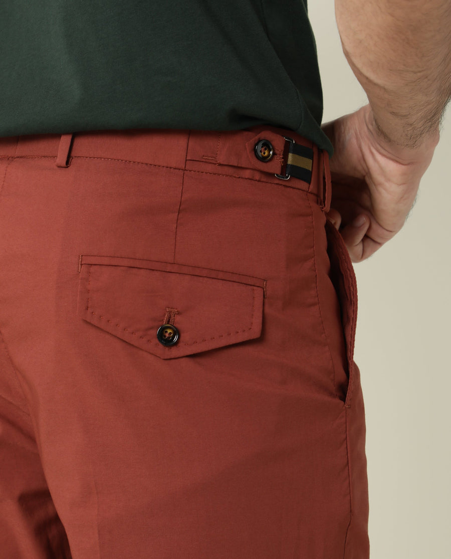 Rare Rabbit Men's Glak Rust Viscose Plain Slim Fit Trouser