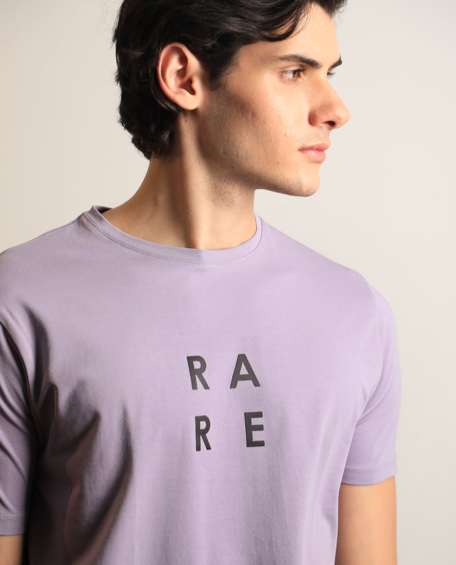 Rare Rabbit Men's Lalyy Purple Cotton Graphic Print Slim Fit Half Sleeve Crew Neck T-Shirt