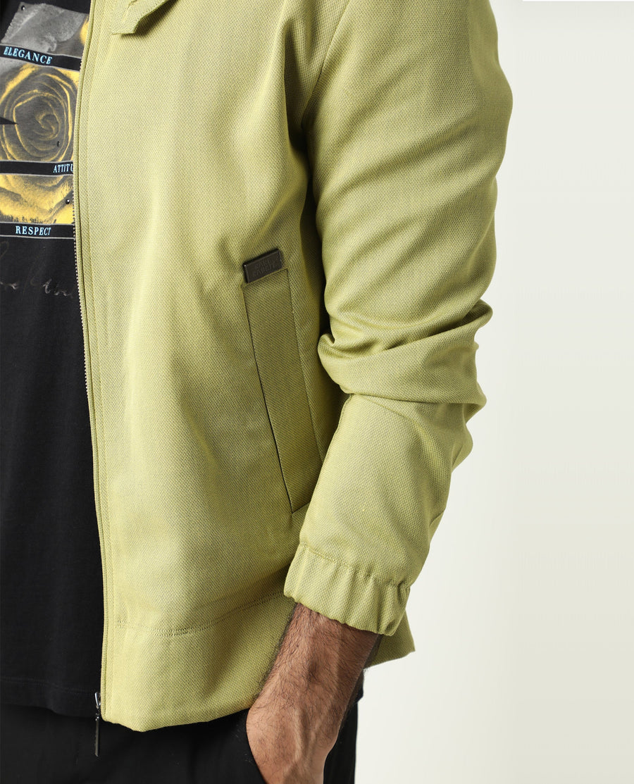 Rare Rabbit Men's Bric Yellow Polyester Plain Regular Fit Full Sleeve Spread Collar Jacket