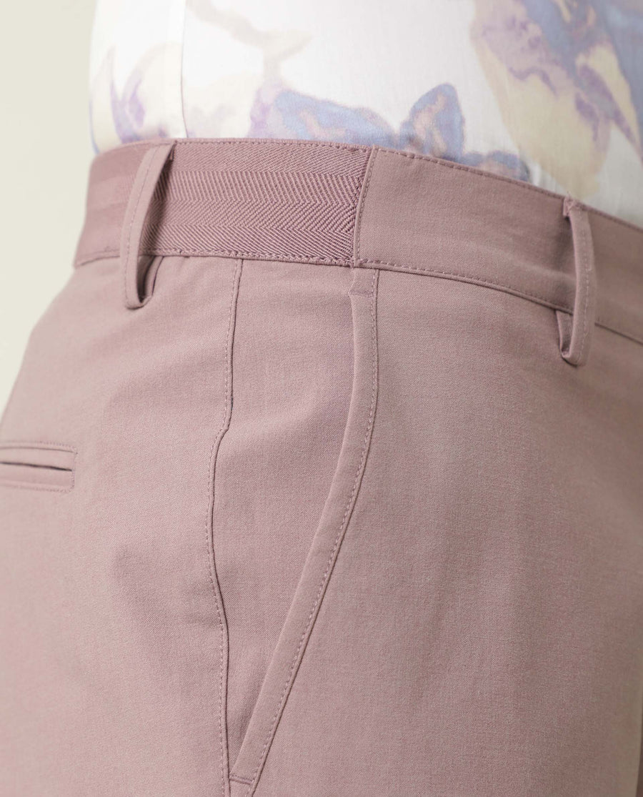 Rare Rabbit Men's Driver Pink Polyester Blend Plain Regular Fit Trouser