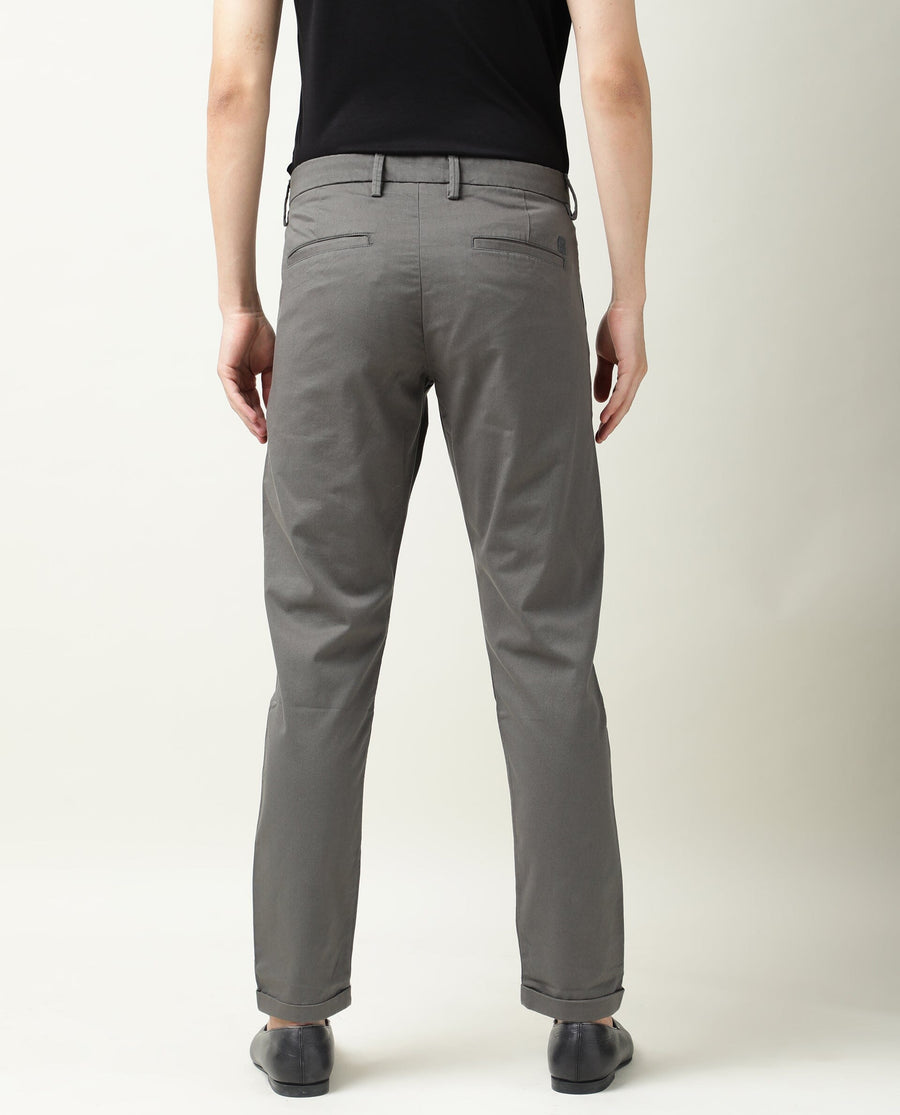 Rare Rabbit Men's Aps Green Cotton Plain Regular Fit Trouser