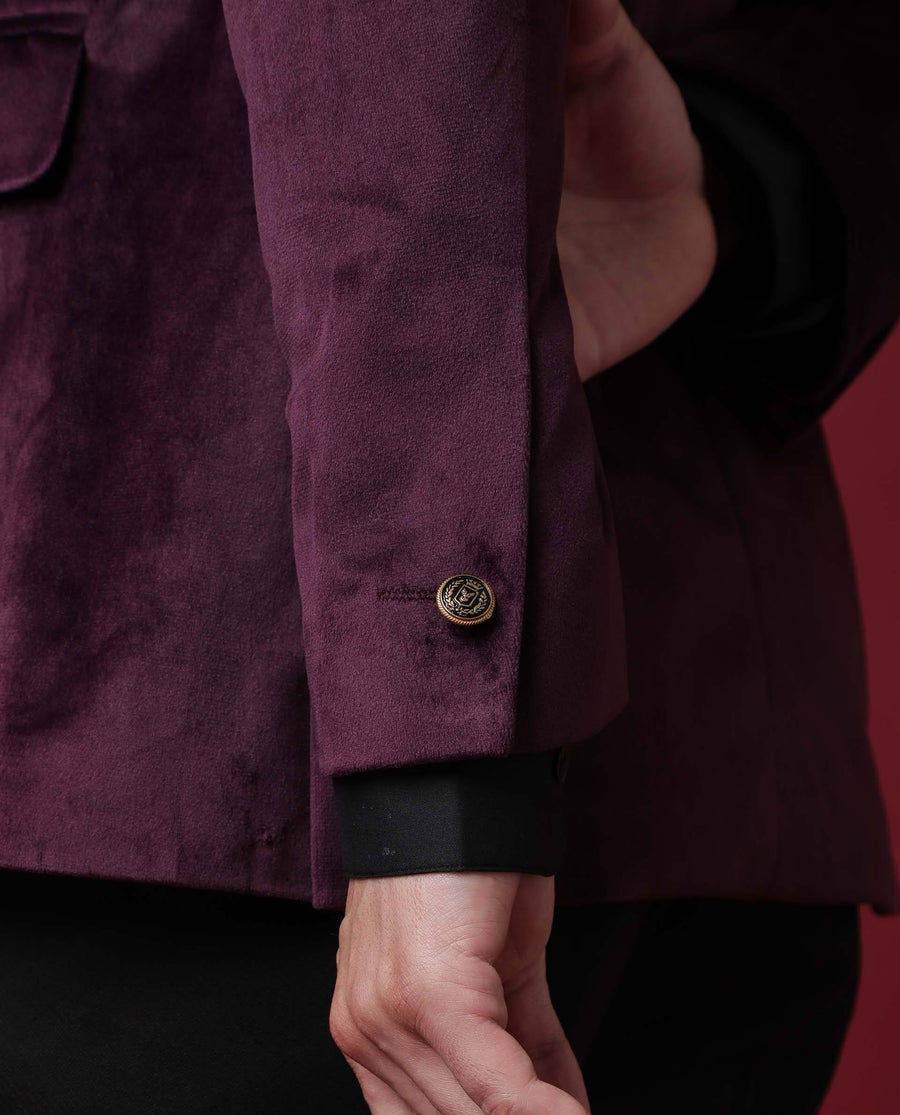 Rare Rabbit Men's Core Maroon Polyester Plain Tailored Fit Full Sleeve Mandarin Collar Bandhgala Jodhpuri