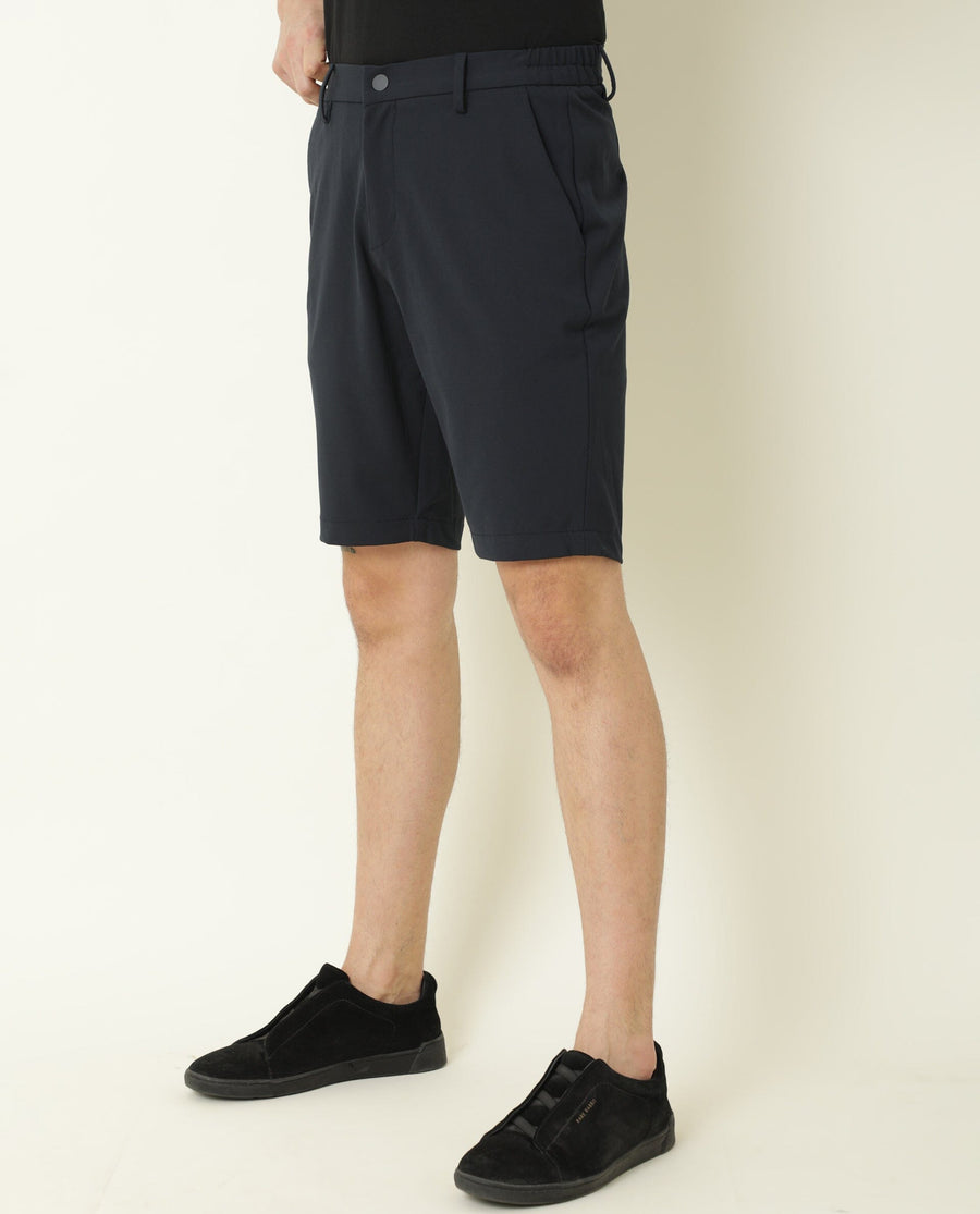 Rare Rabbit Men's Trip Navy Polyester Plain Relaxed Fit Shorts