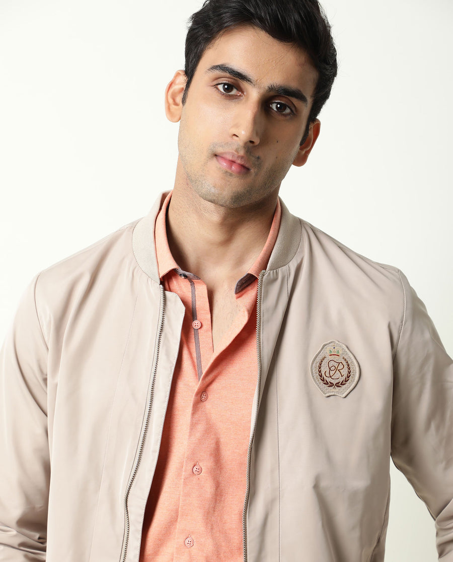 Rare Rabbit Men's Miraj Orange Cotton Plain Regular Fit Half Sleeve Collared Shirt