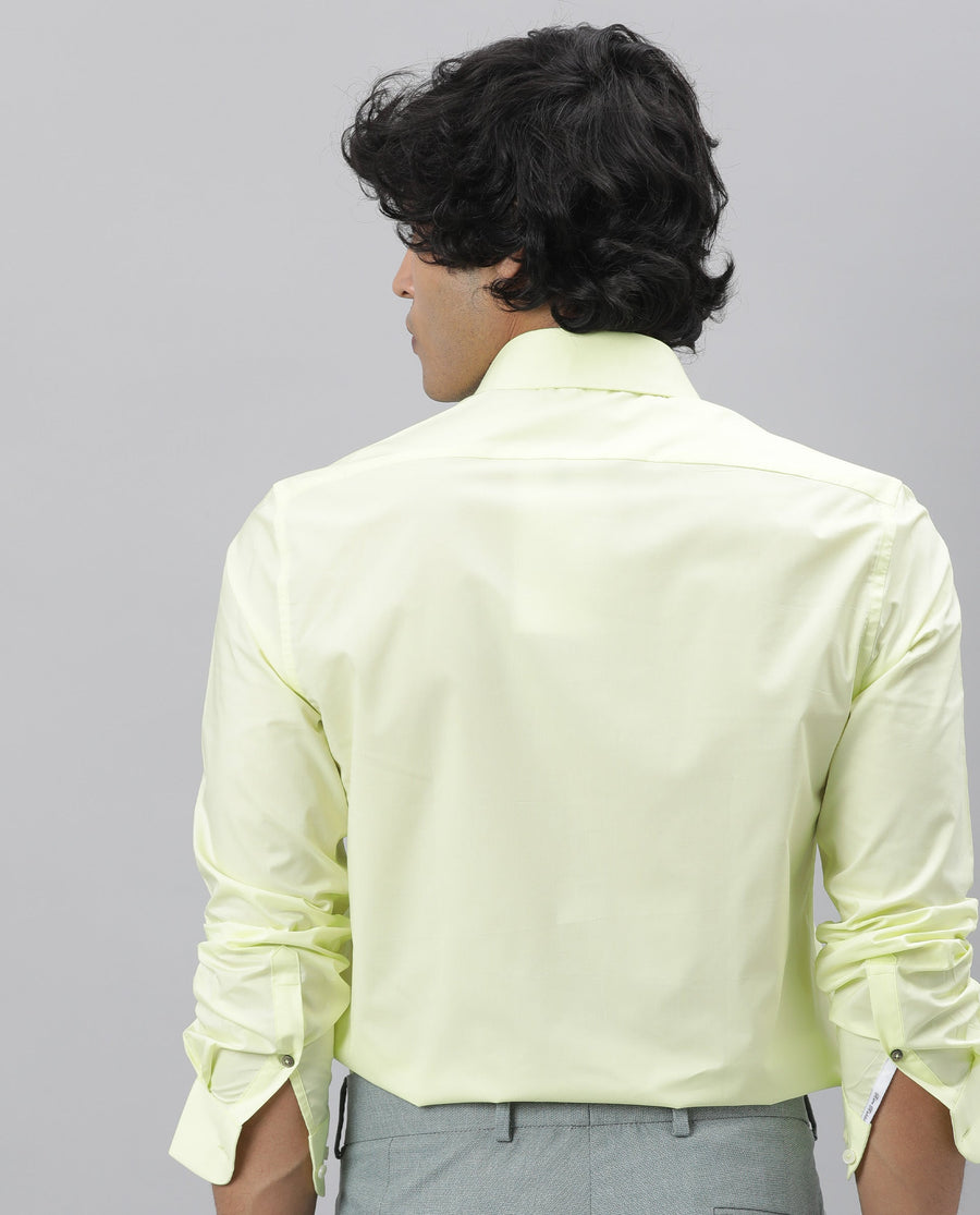 Rare Rabbit Men's Neutro Ls Green Cotton Plain Tailored Fit Full Sleeve Collared Shirt