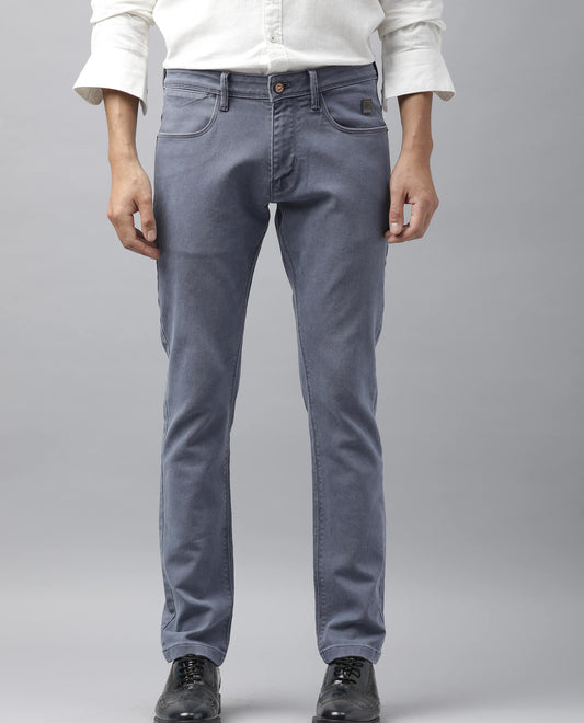 Rare Rabbit Men's Luna Lilac Cotton Plain Hawk Slim Fit Jeans