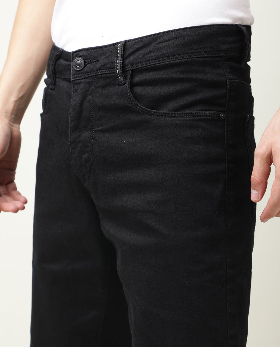 Rare Rabbit Men's Switch Black Cotton Plain Regular Fit Shorts