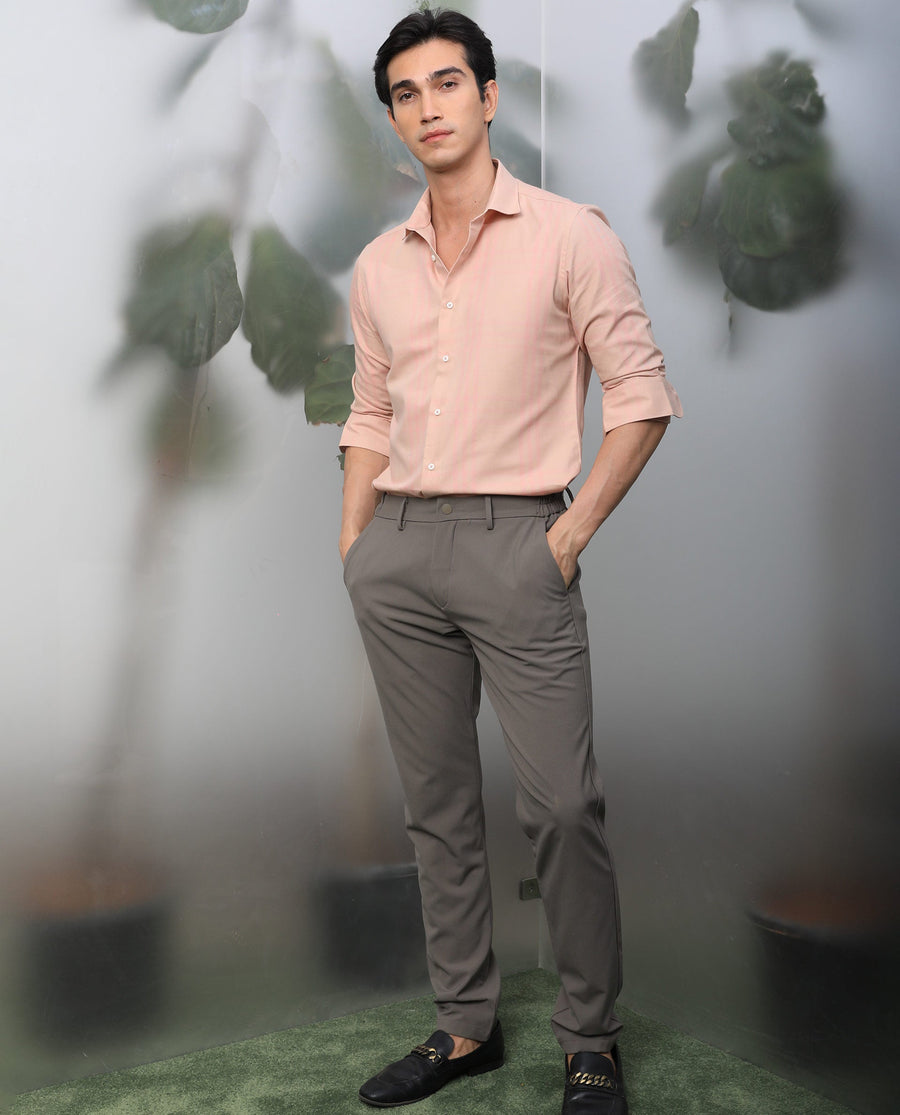 Rare Rabbit Men's Carnet Dusky Pink Cotton Checked Print Regular Fit Full Sleeve Collared Shirt
