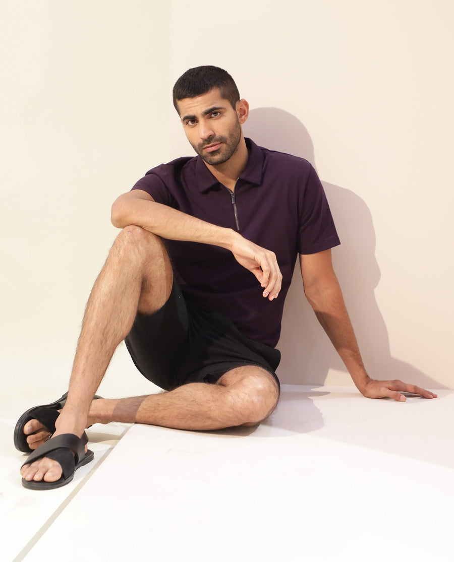 Rare Rabbit Men's Trip Black Polyester Plain Relaxed Fit Shorts