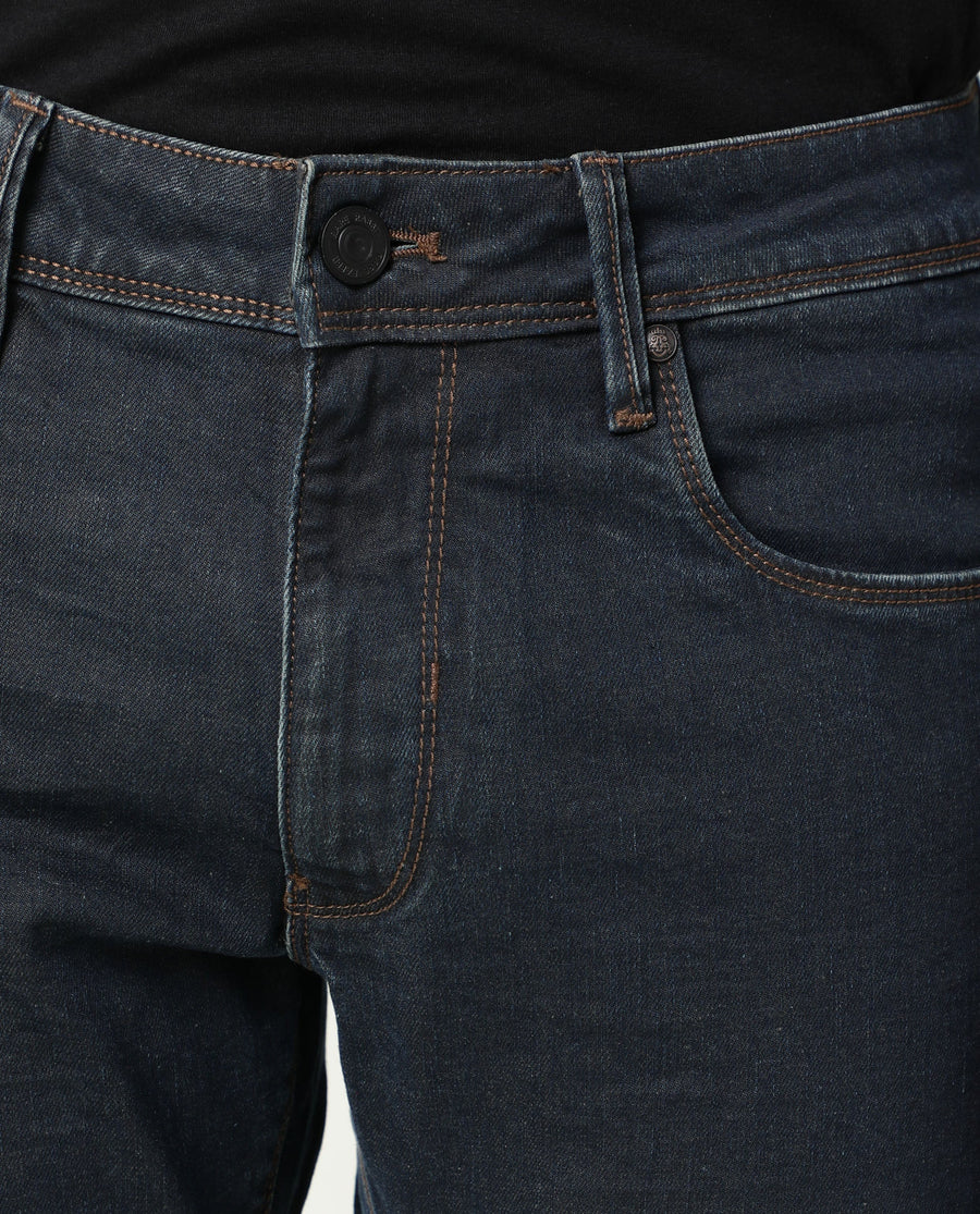 Rare Rabbit Men's Twix Brown Cotton Plain Hawk Slim Fit Jeans