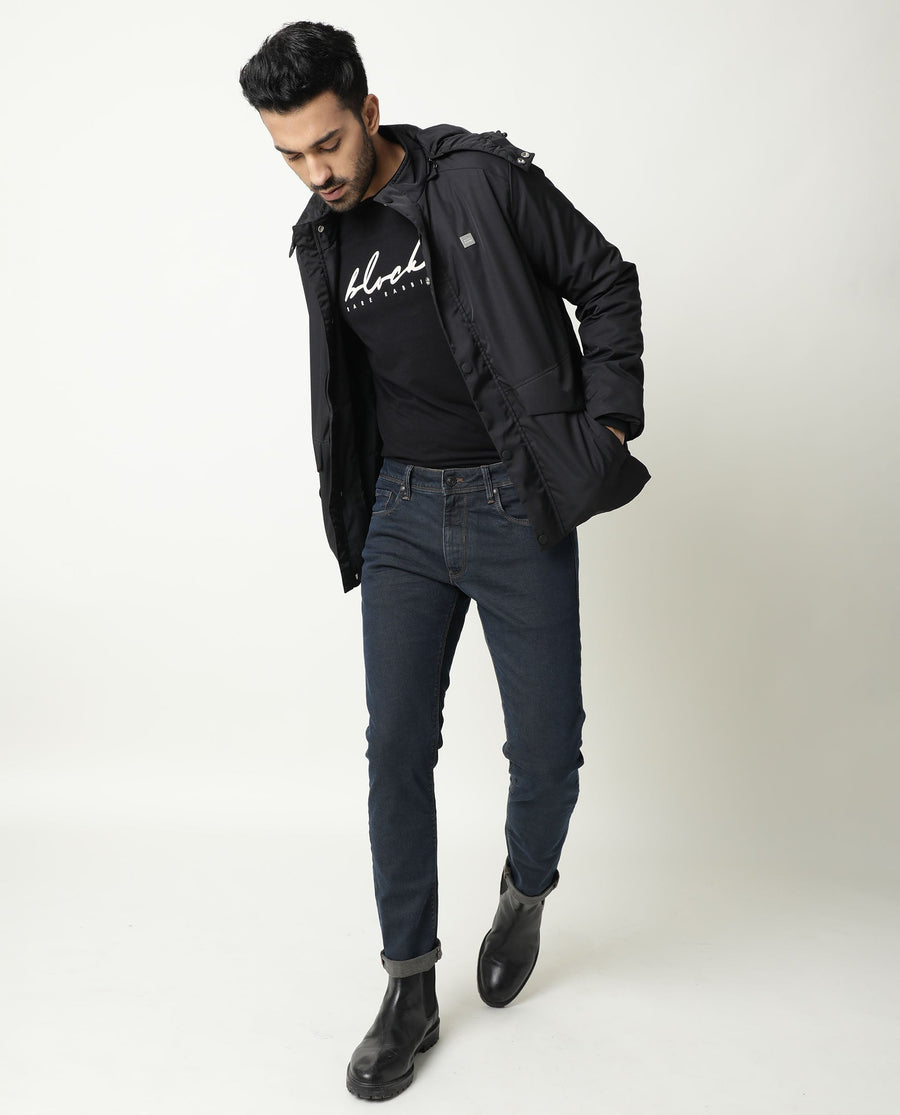 Rare Rabbit Men's Twix Brown Cotton Plain Hawk Slim Fit Jeans