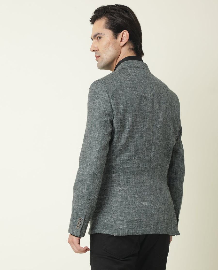 Rare Rabbit Men's Drews Olive Polyester Plain Tailored Fit Full Sleeve Lapel Neck Blazer