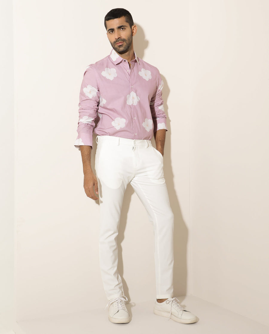 Rare Rabbit Men's Cromer Purple Cotton Floral Print Regular Fit Full Sleeve Collared Shirt