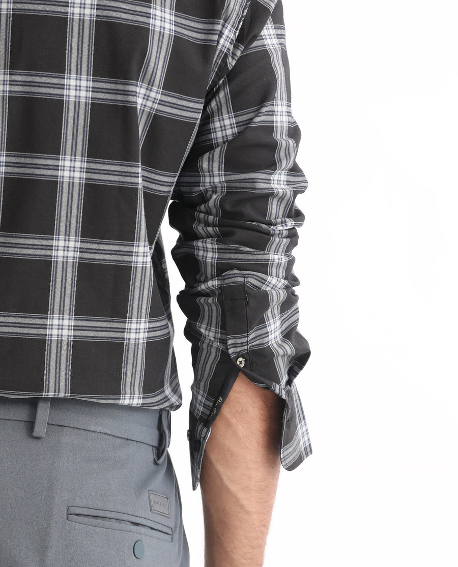 Rare Rabbit Men's Imperial Black Cotton Checked Print Regular Fit Full Sleeve Collared Shirt
